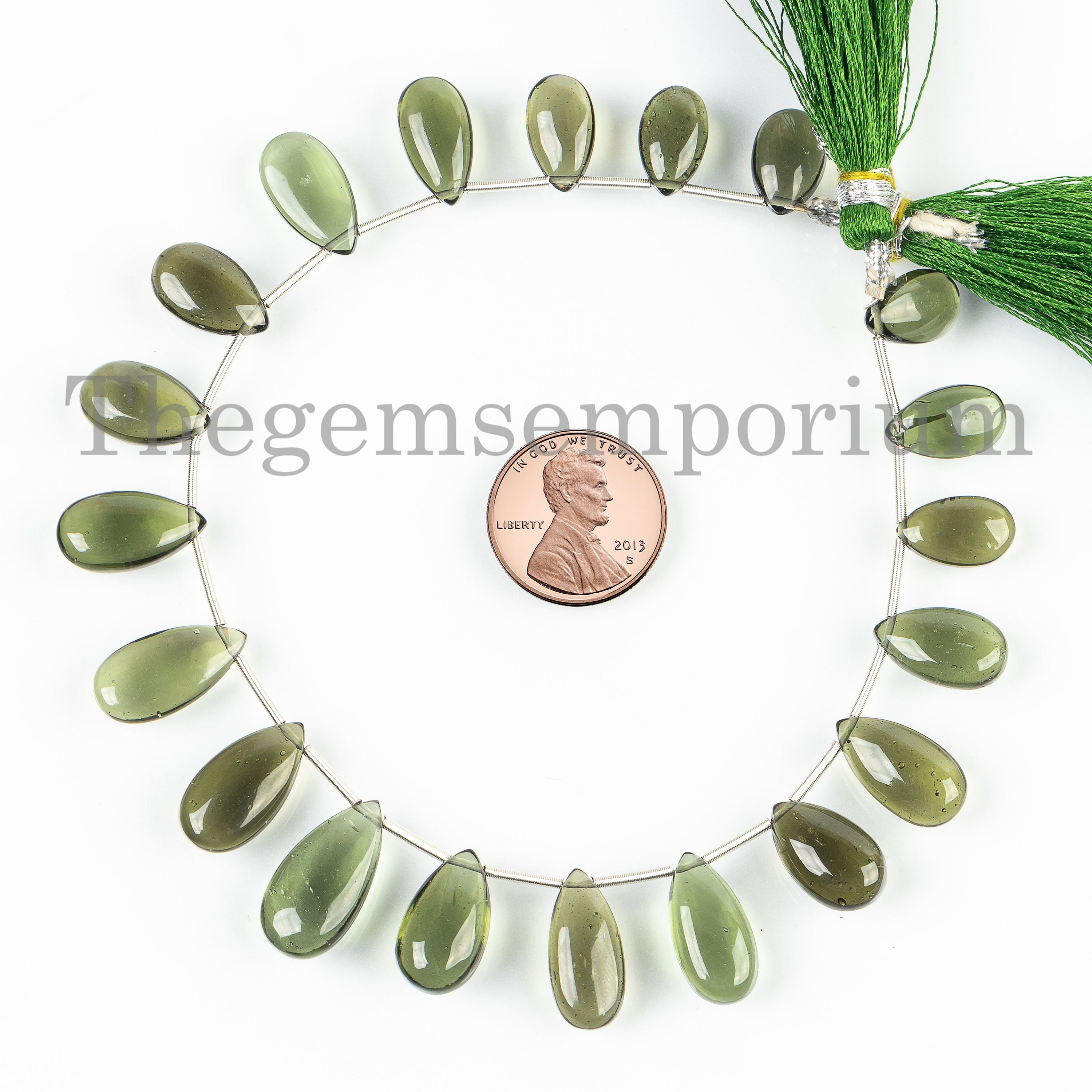 Rare! Moldavite Smooth Pear Beads, Loose Moldavite Strand, Plain Moldavite Pears, 7x11.5-9x18mm Moldavite Gemstone For Jewelry Making Bead