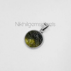 14k Gold & 925 Silver Moldavite Pendant: High Vibration Czech Crystal 14k Gold & 925 Silver Moldavite Pendant: High Vibration Czech Crystal