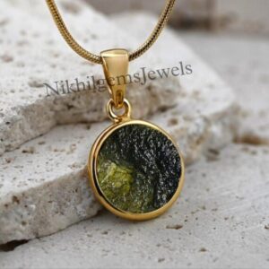 A-grade Moldavite Pendant Necklace: 925 Sterling Silver, High Vibration A-grade Moldavite Pendant Necklace: 925 Sterling Silver, High Vibration
