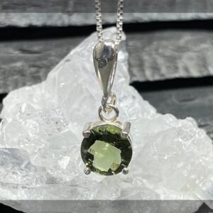 Moldavite Pendant: Faceted Czech Stone - Natural Green Gem Moldavite Pendant: Faceted Czech Stone - Natural Green Gem