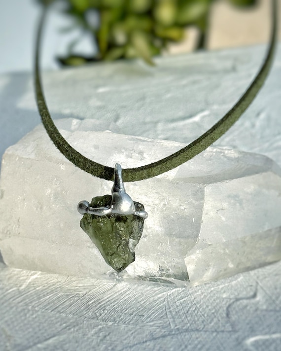 Genuine Moldavite Pendant: 1.8g Meteorite Crystal Necklace