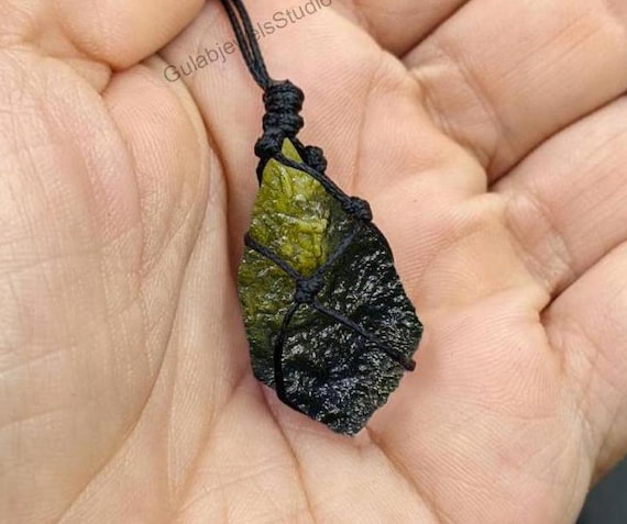 Raw Moldavite Crystal Necklace – Natural Boho Pendant