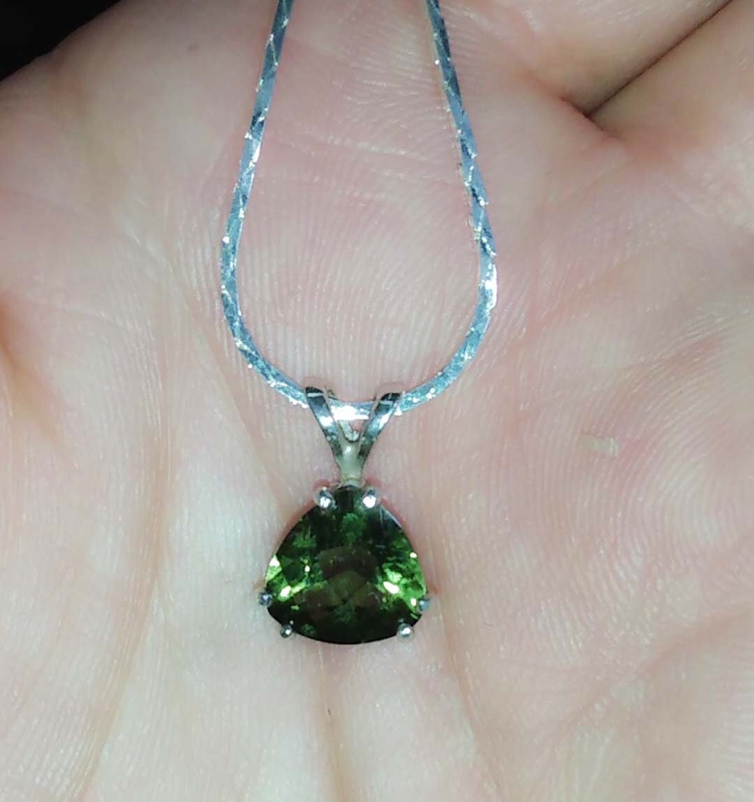 Gorgeous Moldavite Pendant, Sword Excalibur Gem, Rare Gemstone, 19th Century Antique, Natural Czech Meteorite Gem, King Arthur Camelot 64336