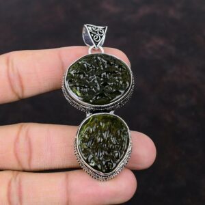 Handmade Moldavite Pendant: 925 Sterling Silver Vintage Style Jewelry Handmade Moldavite Pendant: 925 Sterling Silver Vintage Style Jewelry