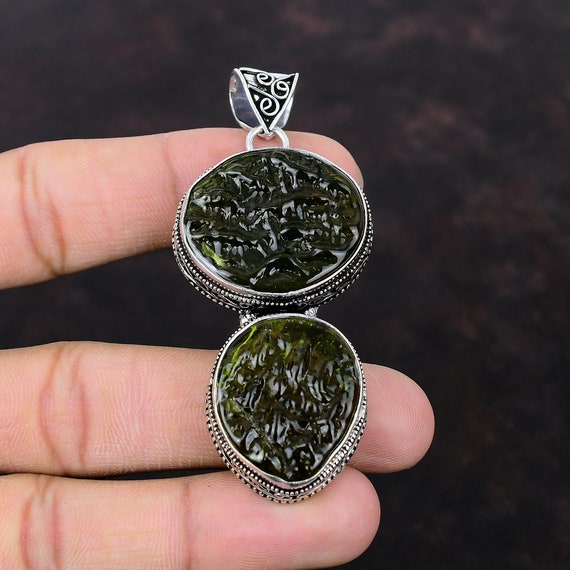 Handmade Moldavite Pendant: 925 Sterling Silver Gemstone Jewelry