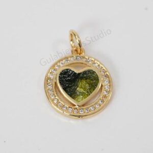 Heart Moldavite Pendant, 925 Sterling Silver, Handmade Heart Moldavite Pendant, 925 Sterling Silver, Handmade