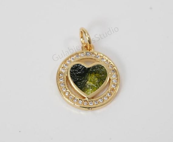 Heart Moldavite Pendant, 925 Sterling Silver, Handmade