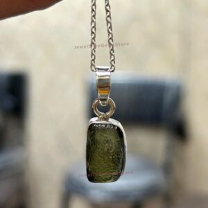 Natural Moldavite Pendant: 925 Sterling Silver, Czech Republic Jewelry Natural Moldavite Pendant: 925 Sterling Silver, Czech Republic Jewelry