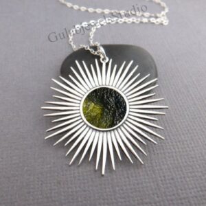 Star Moldavite Pendant, 925 Sterling Silver, Handmade Necklace Star Moldavite Pendant, 925 Sterling Silver, Handmade Necklace