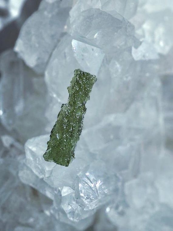 Genuine Moldavite Crystal: Angel Chime Stick, Czech Republic (1.99g, 38mm, Certificate Included)