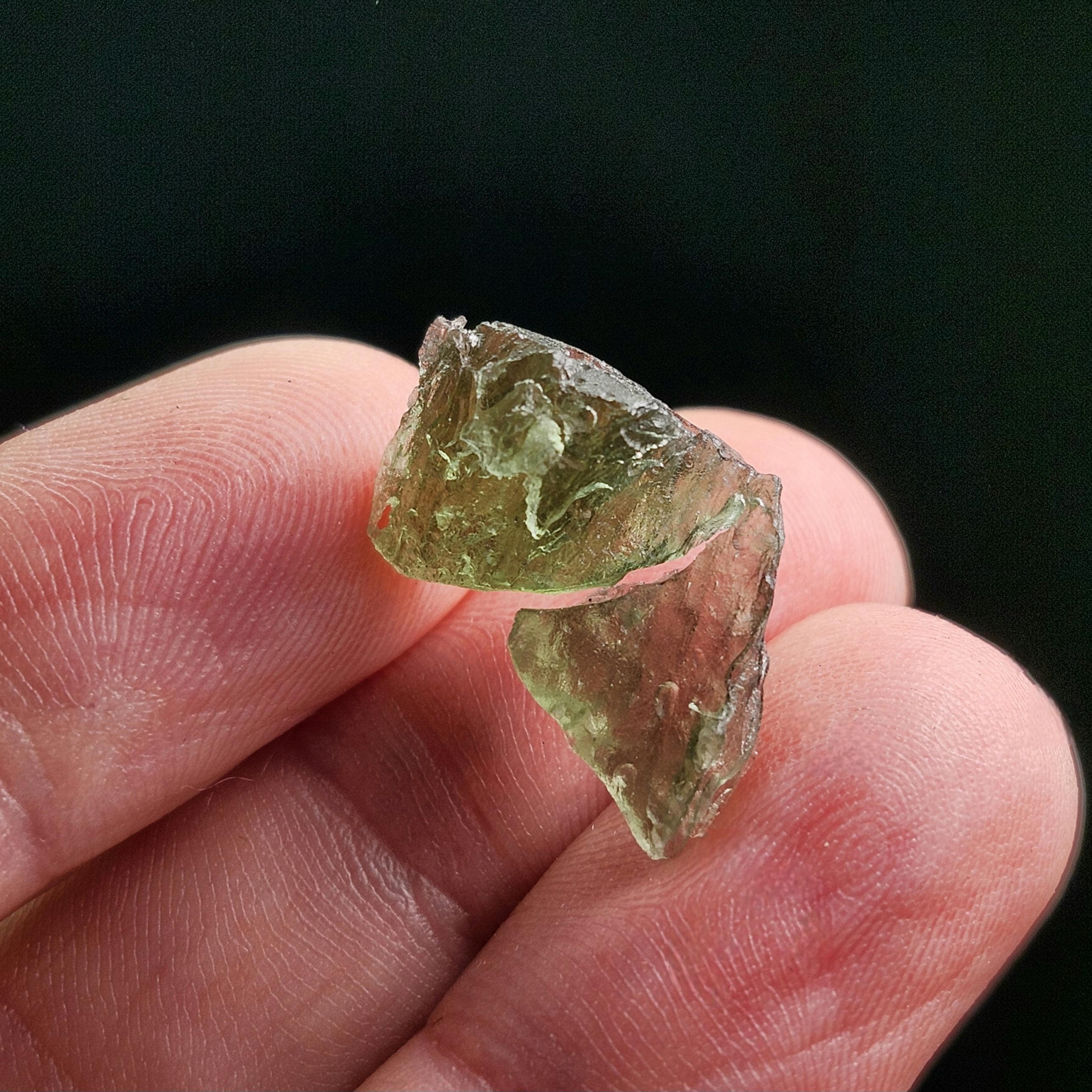 Moldavite Angel Chiming Tektite 1.3g With Natural Hole, Genuine Moldavite - Raw Authentic Moldavite Stone