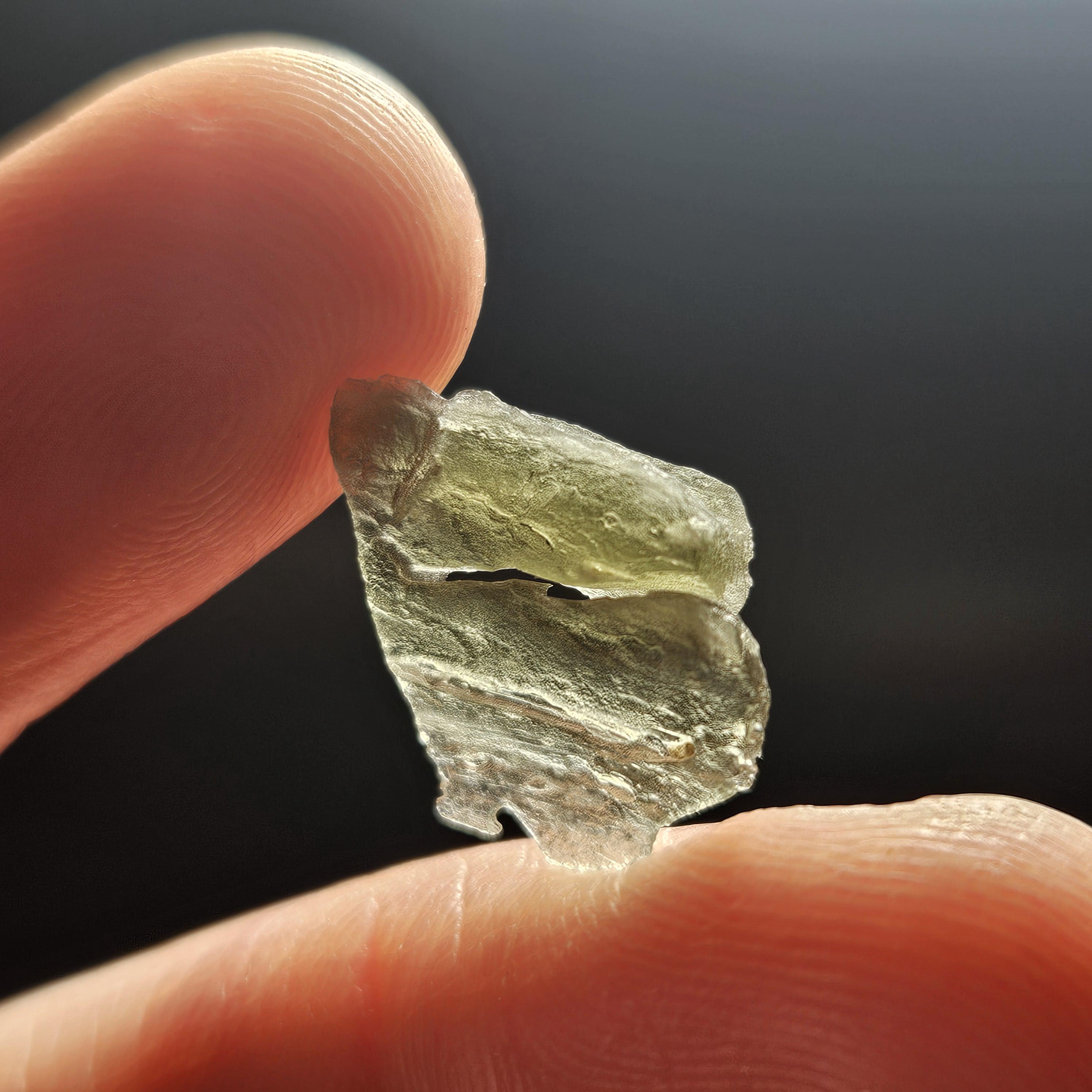 Moldavite Angel Chiming Tektite .53g, Genuine Moldavite - Raw Authentic Moldavite Stone