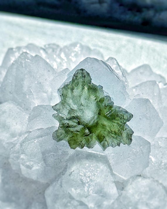 Besednice Moldavite: 1.34g Rough Green Tektite Crystal Besednice Moldavite: 1.34g Rough Green Tektite Crystal