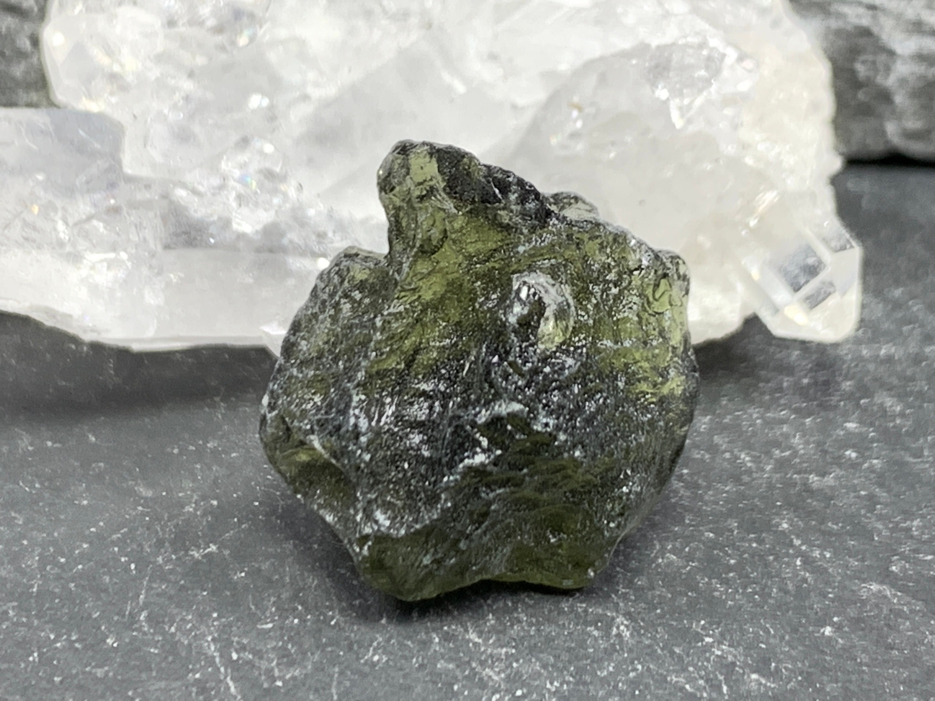 Raw Moldavite Crystal: Genuine Czech Olive Green Stone