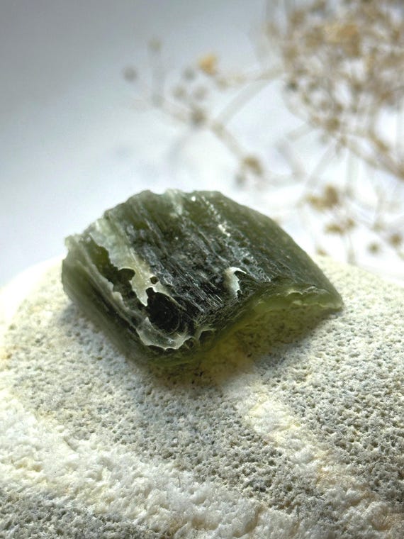 Velvet Moldavite: 6.98 Gr Genuine Rough Crystal From Brusna Velvet Moldavite: 6.98 Gr Genuine Rough Crystal From Brusna