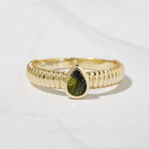 Sterling Silver Moldavite Ring, Authentic Czech Meteorite, Handmade