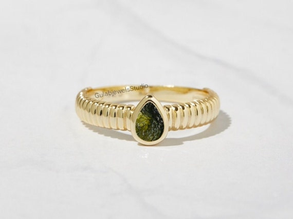 Sterling Silver Moldavite Ring, Authentic Czech Meteorite, Handmade
