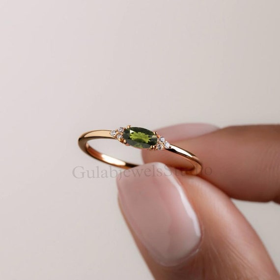 Handmade Marquise Moldavite Ring, Sterling Silver Crystal Jewelry Handmade Marquise Moldavite Ring, Sterling Silver Crystal Jewelry