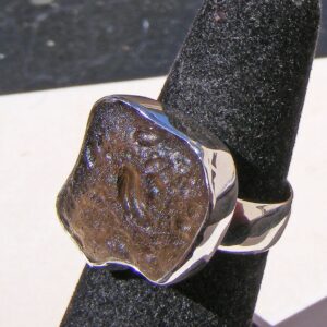 COLOMBIANITE RING, TEKTITE From South America, Like Moldavite, Size  7, Sterling Silver