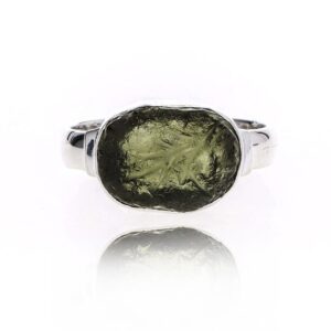 Handmade Moldavite Ring: 925 Sterling Silver Gemstone Ring