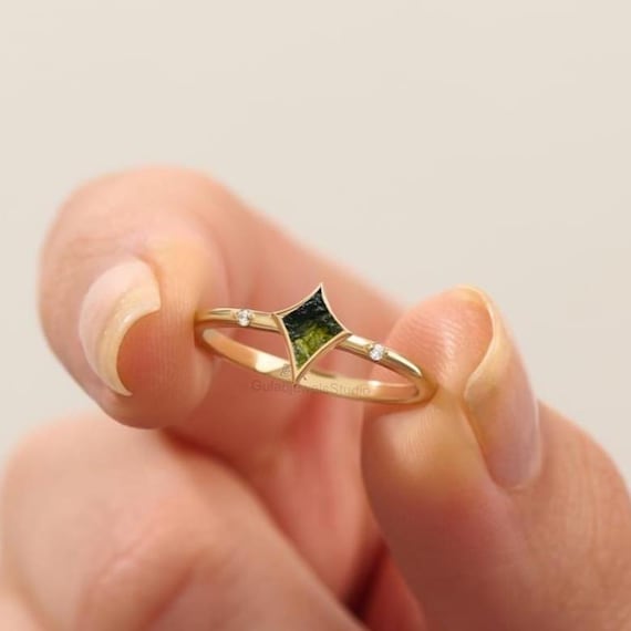 Kite Moldavite Ring, 925 Sterling Silver, Handmade