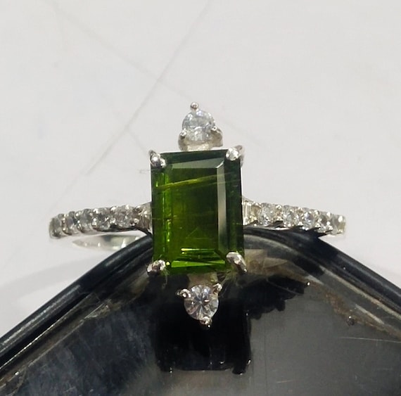 Natural Cut Moldavite Gemstone Ring In Sterling Silver | Engagement Ring | Moldavite Jewelry | Anniversary Gift Ring | Gift For Her |