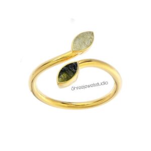 Natural Raw Moldavite Libyan Gemstone Ring In Sterling Silver | Statement Ring | Moldavite Jewelry | Anniversary Gift Ring | Gift For Her |