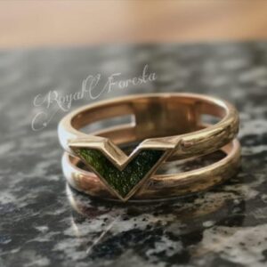 Raw Moldavite Ring Gold & Sterling Silver Meteorite Statement Ring