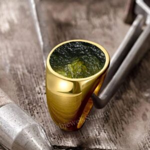 Rough Moldavite Sterling Silver Ring, Boho Stacking Ring
