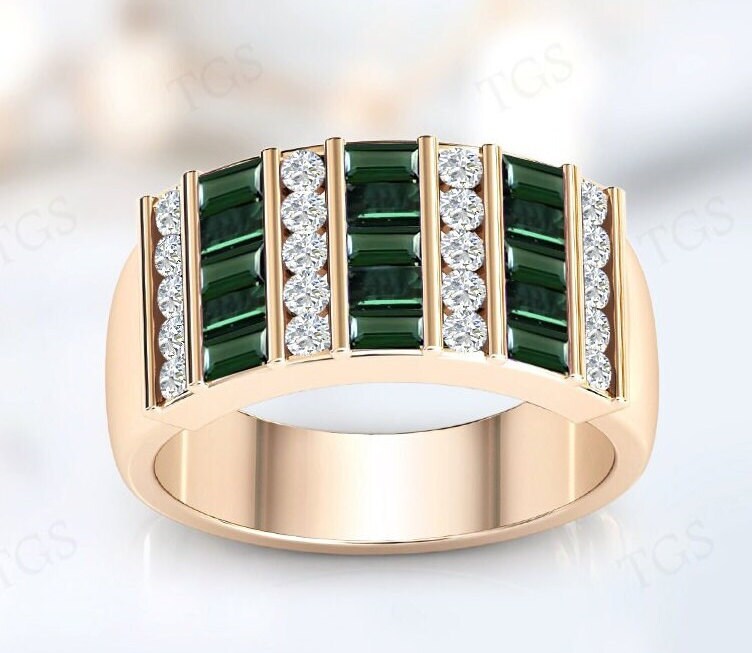 Unique Moldavite Engagement Ring For Men 14k Gold Moldavite Channel Set Men Wedding Ring 925 Sterling Silver Baguette Cut Gemstone Men Ring Unique Moldavite Engagement Ring For Men 14k Gold Moldavite Channel Set Men Wedding Ring 925 Sterling Silver Baguette Cut Gemstone Men Ring