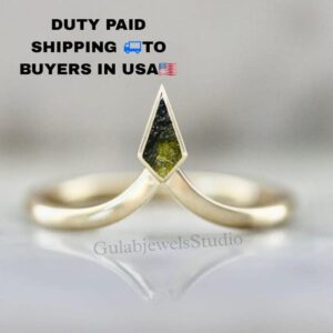 Kite Moldavite Ring, Handmade Sterling Silver Meteorite Ring