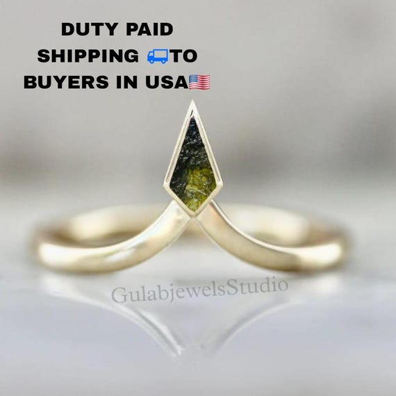Kite Moldavite Ring, Handmade Sterling Silver Meteorite Ring