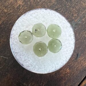 Moldavite Faceted Checkered Cut Rondelle Beads | 6x2.5mm | Quantity 5 | Meteorite | Tektite | Moldavite From Czech | 30102