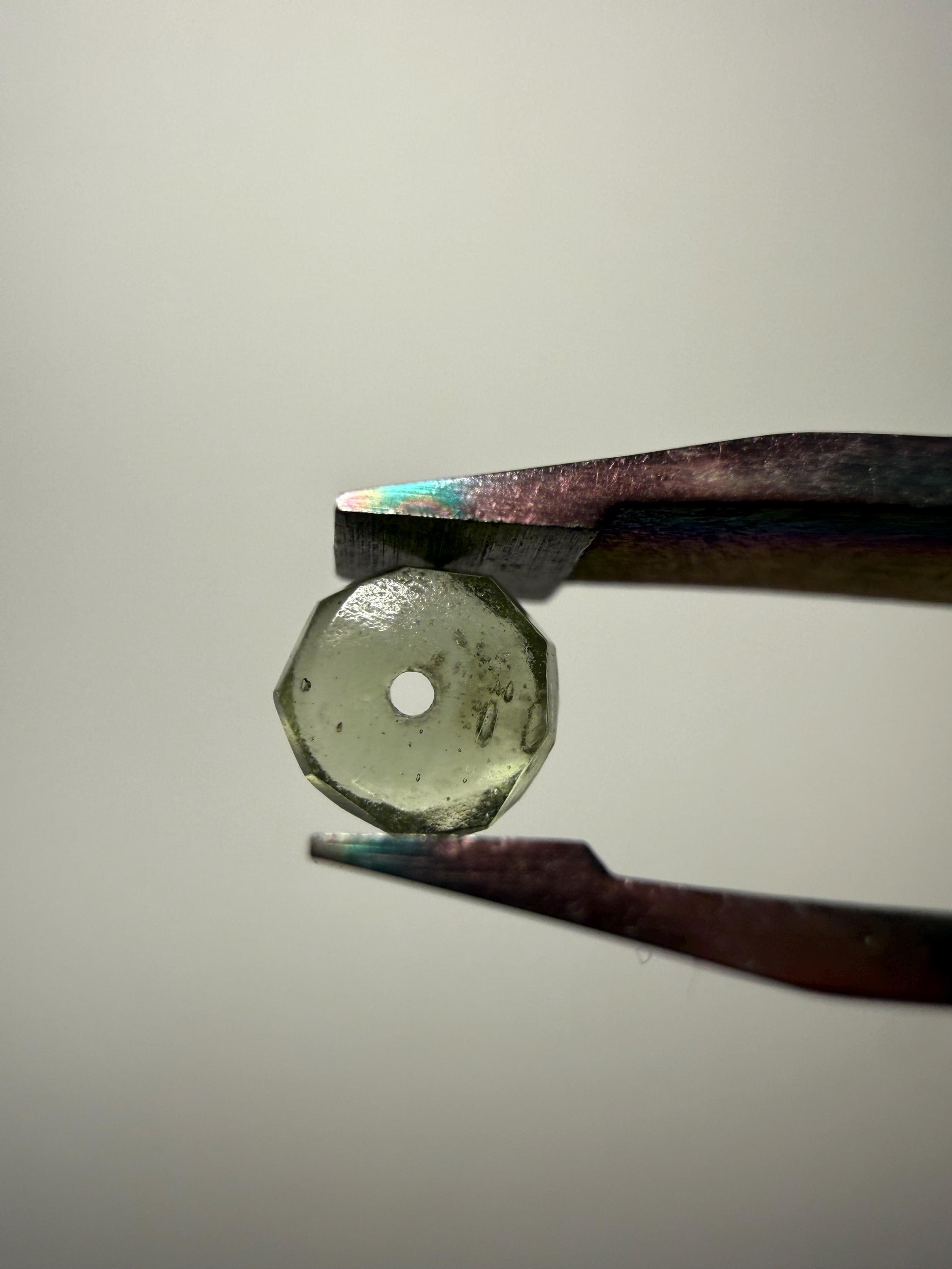 One Czech Moldavite Bead, 4.2mm, Rondelle Faceted Bead, .5 Hole Size, Czech Origin, Energetic, Intention-based Bead, Activation Bead