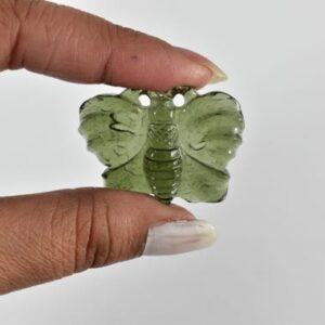 Authentic Moldavite Butterfly Carving, 35.35ct Czech Stone, Collector's Piece