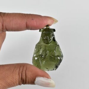 Carved Moldavite Figurine, Authentic Czech Healing Crystal, 38.76ct