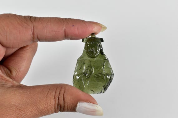 Carved Moldavite Figurine, Authentic Czech Healing Crystal, 38.76ct Carved Moldavite Figurine, Authentic Czech Healing Crystal, 38.76ct