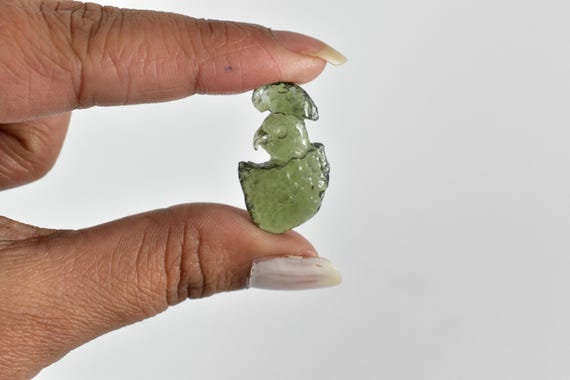 Moldavite Carving, 12.44ct Carved Authentic Moldavite, Hand-carved Moldavite, Moldavite Collector's Piece