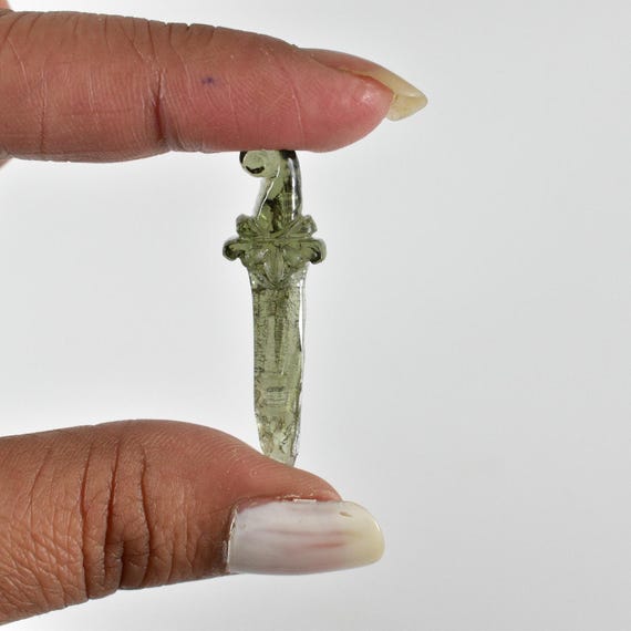 Moldavite Carving, 7.9ct Carved Authentic Moldavite, Hand-carved Moldavite, Sword Carving, Moldavite Collector's Piece, Genuine Moldavite Moldavite Carving, 7.9ct Carved Authentic Moldavite, Hand-carved Moldavite, Sword Carving, Moldavite Collector's Piece, Genuine Moldavite