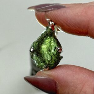 Genuine Moldavite Pendant , 3.8g , - #4 (raw Space Tektite Crystal Necklace, Heart Chakra, Manifestation)