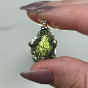 Genuine Moldavite Pendant | 3.1g | - #2 (raw Space Tektite Crystal Necklace, Heart Chakra, Manifestation)