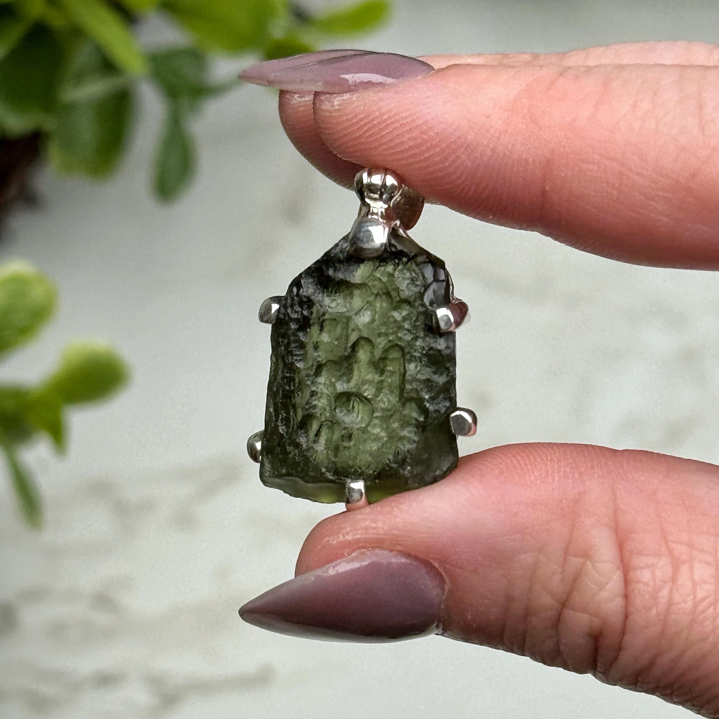 Genuine Moldavite Pendant | 5.7g | - #6 (raw Space Tektite Crystal Necklace, Heart Chakra, Manifestation) Genuine Moldavite Pendant | 5.7g | - #6 (raw Space Tektite Crystal Necklace, Heart Chakra, Manifestation)