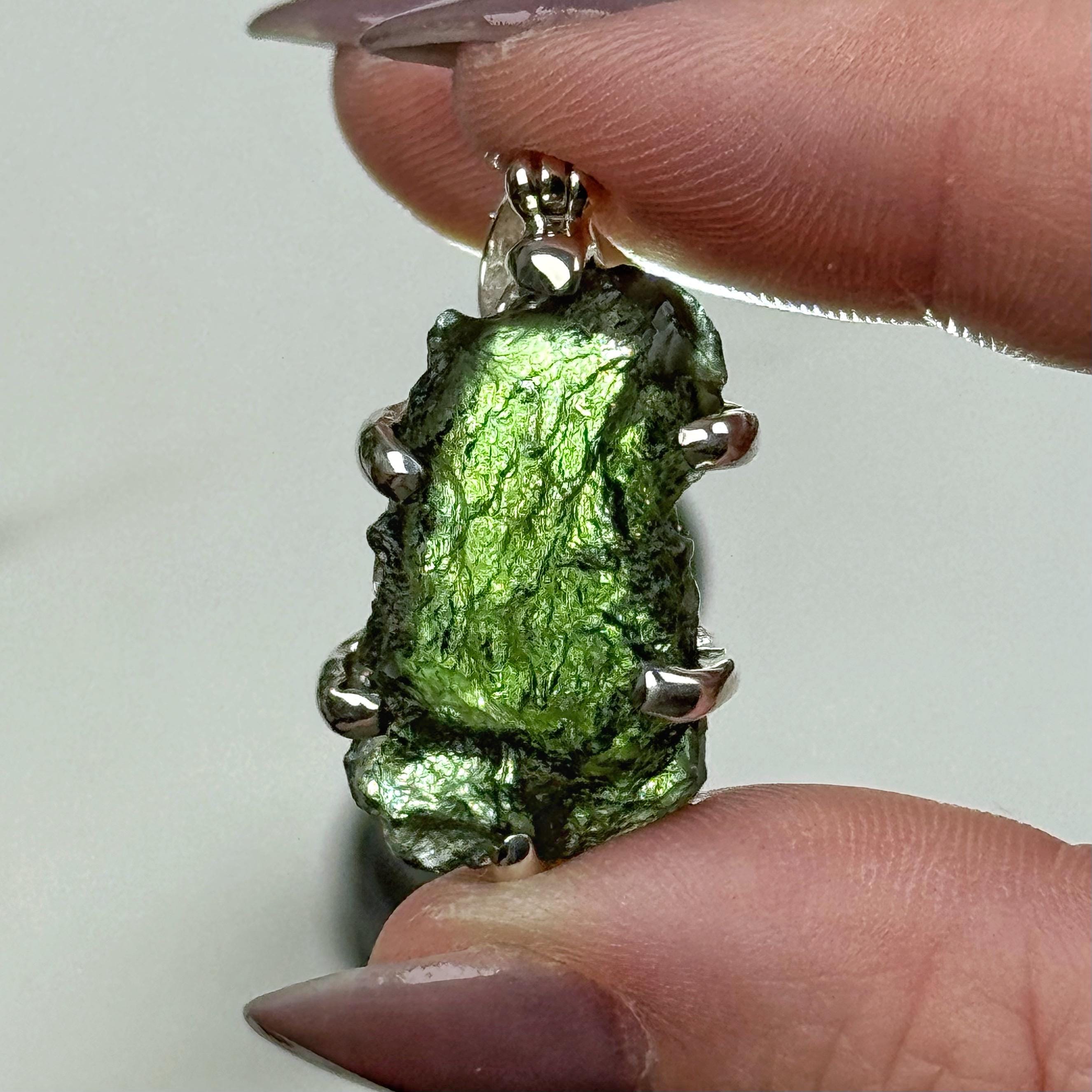 Genuine Moldavite Pendant | 6.3g | - #8 (raw Space Tektite Crystal Necklace, Heart Chakra, Manifestation)