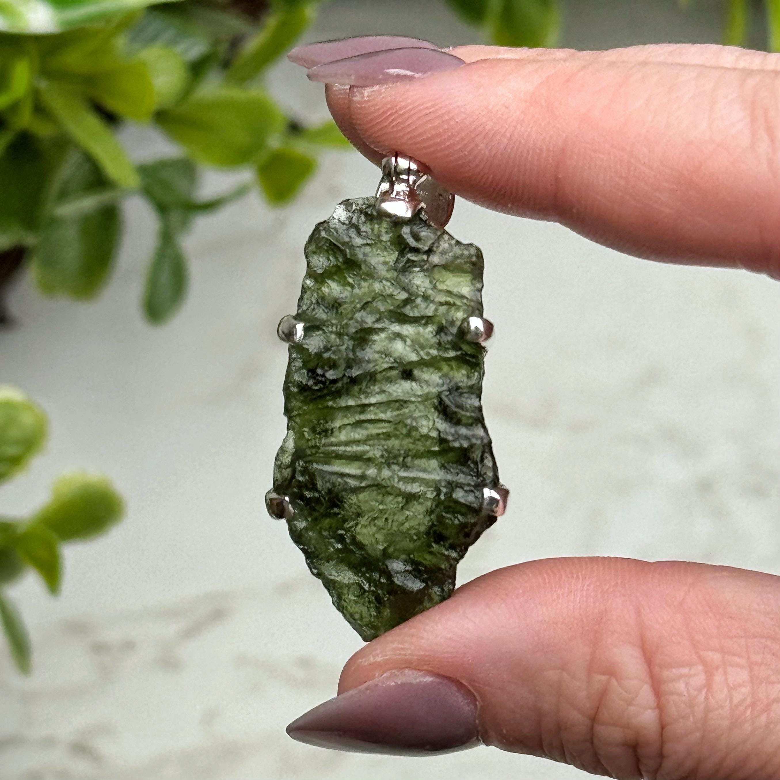 Genuine Moldavite Pendant | 8.0g | - #10 (raw Space Tektite Crystal Necklace, Heart Chakra, Manifestation) Genuine Moldavite Pendant | 8.0g | - #10 (raw Space Tektite Crystal Necklace, Heart Chakra, Manifestation)
