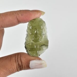 Hand-carved Authentic Moldavite Carving, Collector's Piece (27.38ct, 37.5x23mm)
