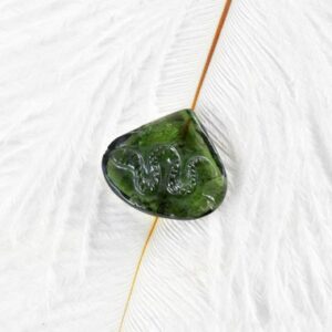 Hand-Carved Moldavite Snake Carving, 30.65ct Authentic Gemstone