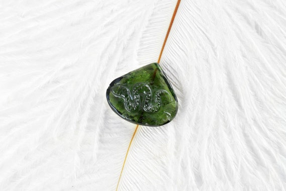 Hand-carved Moldavite Snake Carving, 30.65ct Authentic Gemstone