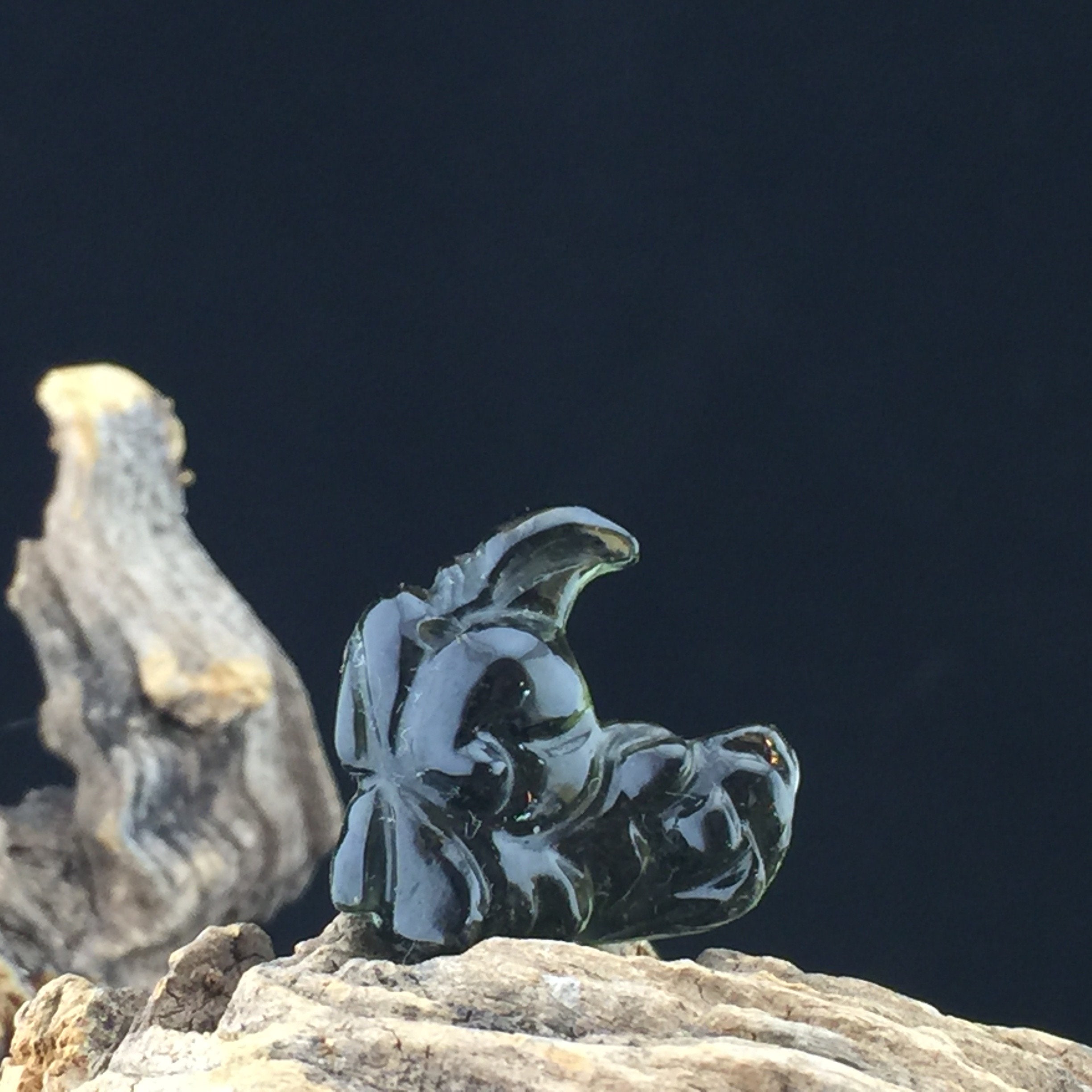 Hawk Or Raptor: Hand Carved Moldavite Totem / Talisman / Amulet / Figurine With Certificate Of Authenticity Hawk Or Raptor: Hand Carved Moldavite Totem / Talisman / Amulet / Figurine With Certificate Of Authenticity