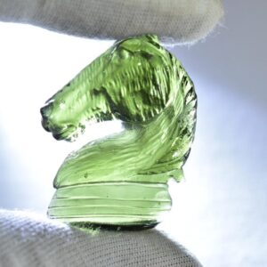 Moldavite Horse Carving, Czech Healing Crystal, Animal Lover Gift