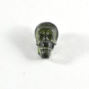 Natural Moldavite Skull Carving, Czech Republic Gemstone (8.8 Ct)